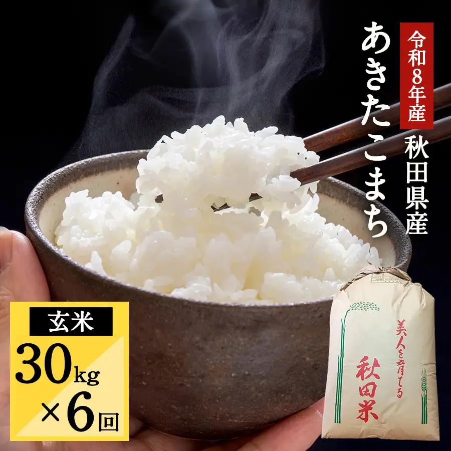 令和8年産 秋田県湯沢市産 あきたこまち 玄米 30kg×6回 ふるさと納税 秋田 米 あきたこまち お米 【三関ファーム】[F15707]