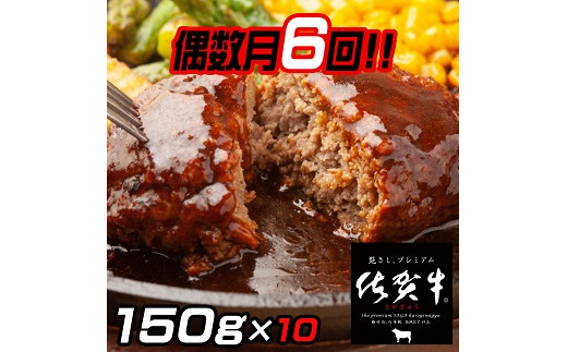 
【偶数月定期便（年6回）】佐賀牛入りハンバーグ 10個：B895-002
