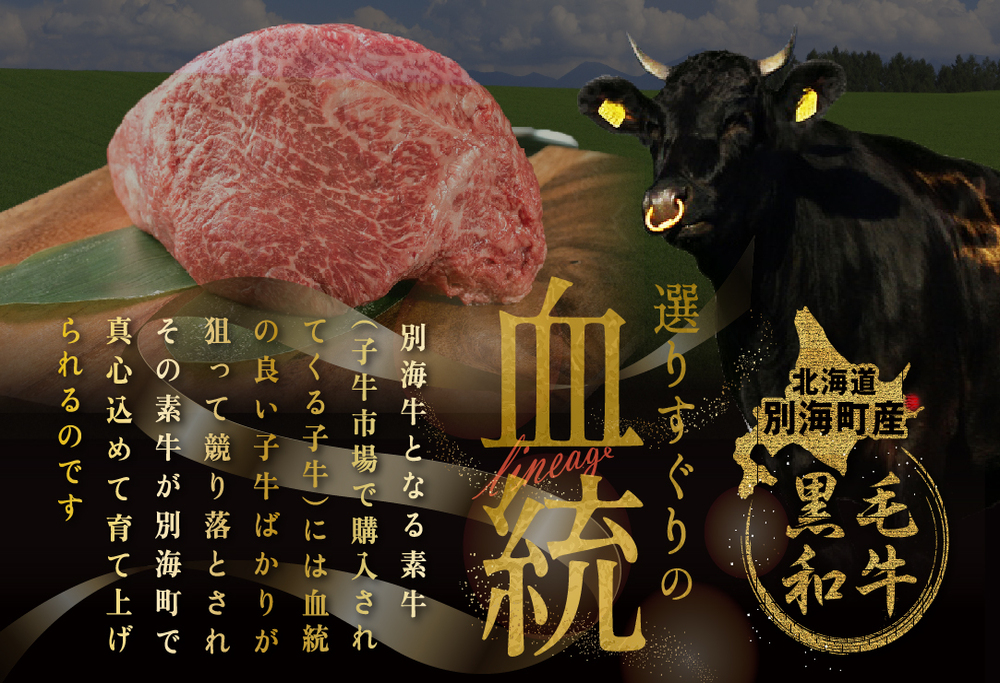 御礼！ランキング第1位獲得！肉定期便 黒毛和牛 別海和牛 4ヵ月贅沢コースA 全 4回