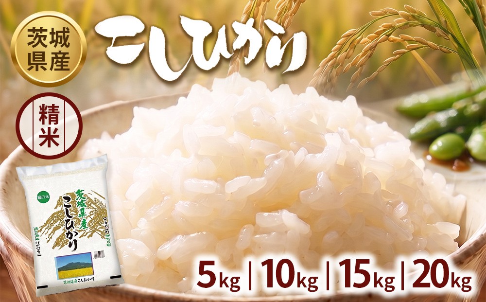 
                  ＼選べる内容量／【令和7年産】茨城コシヒカリ【精米】 5kg 10kg 15kg 20kg | お米 米 こしひかり 茨城県産 白米 ブランド米 小分け
                