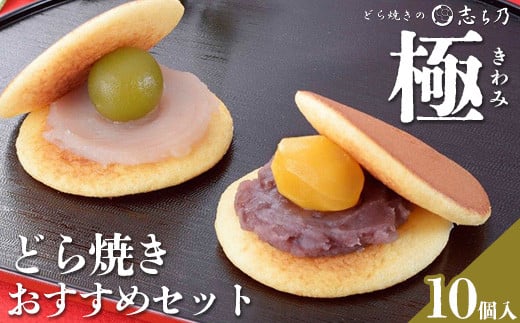 
            どら焼き　おすすめセット「極(きわみ)」(10個入)　栗　梅　バター　特選小倉　てぼ　和菓子 菓子 お土産 ドラ焼き　どらやき　スイーツ
※北海道・中国・四国エリア・沖縄・離島への配送不可 ※2025年11月上旬頃より順次発送予定
          