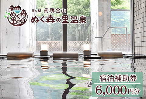 下呂温泉【道の駅 飛騨金山ぬく森の里温泉】宿泊補助券（6,000円分） 宿泊券 温泉 旅行 宿泊【a019-2】