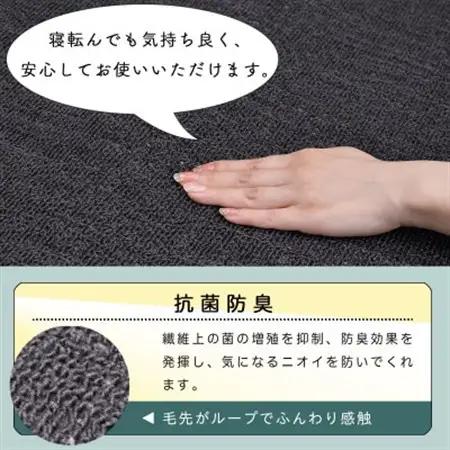 カーペット 江戸間 6畳 防音 抗菌防臭 厚手 ツワブキ 261×352cm ブラック 日本製【1638796】