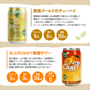 大人のCRAFT無糖サワーと愛南ゴールドのチューハイ 飲み比べセット 350ml×18本 父の日 チューハイ 詰め合わせ 柑橘 酒 アルコール 無糖  酎ハイ クラフトサワー 河内晩柑 果実 フルーツ