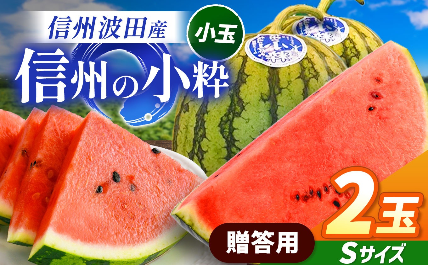 
            【先行予約】信州波田産 小玉スイカ！信州の小粋 【贈答】 2玉 Sサイズ｜ふるさと納税 長野県 信州 松本 果物 フルーツ すいか スイカ 西瓜 贈答 季節限定 甘い くだもの ふるーつ
          