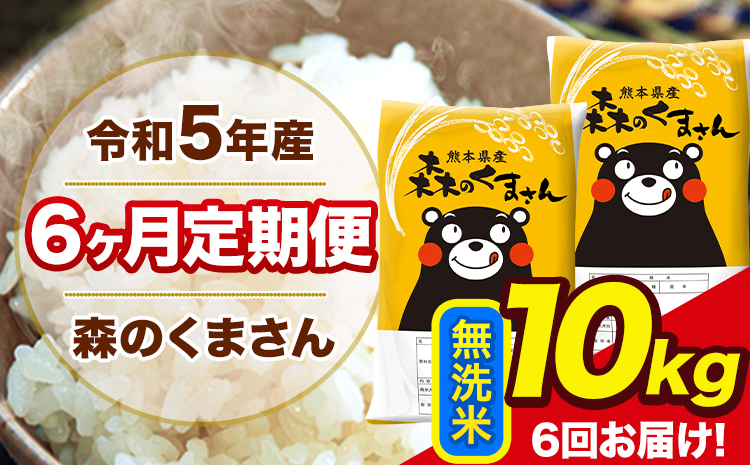 米 令和5年産 森のくまさん 【6ヶ月定期便】 無洗米 《お申し込み月の翌月から出荷開始》 10kg (5kg×2袋)---mk5tei_71000_10kg_mo6num1_ng_m---