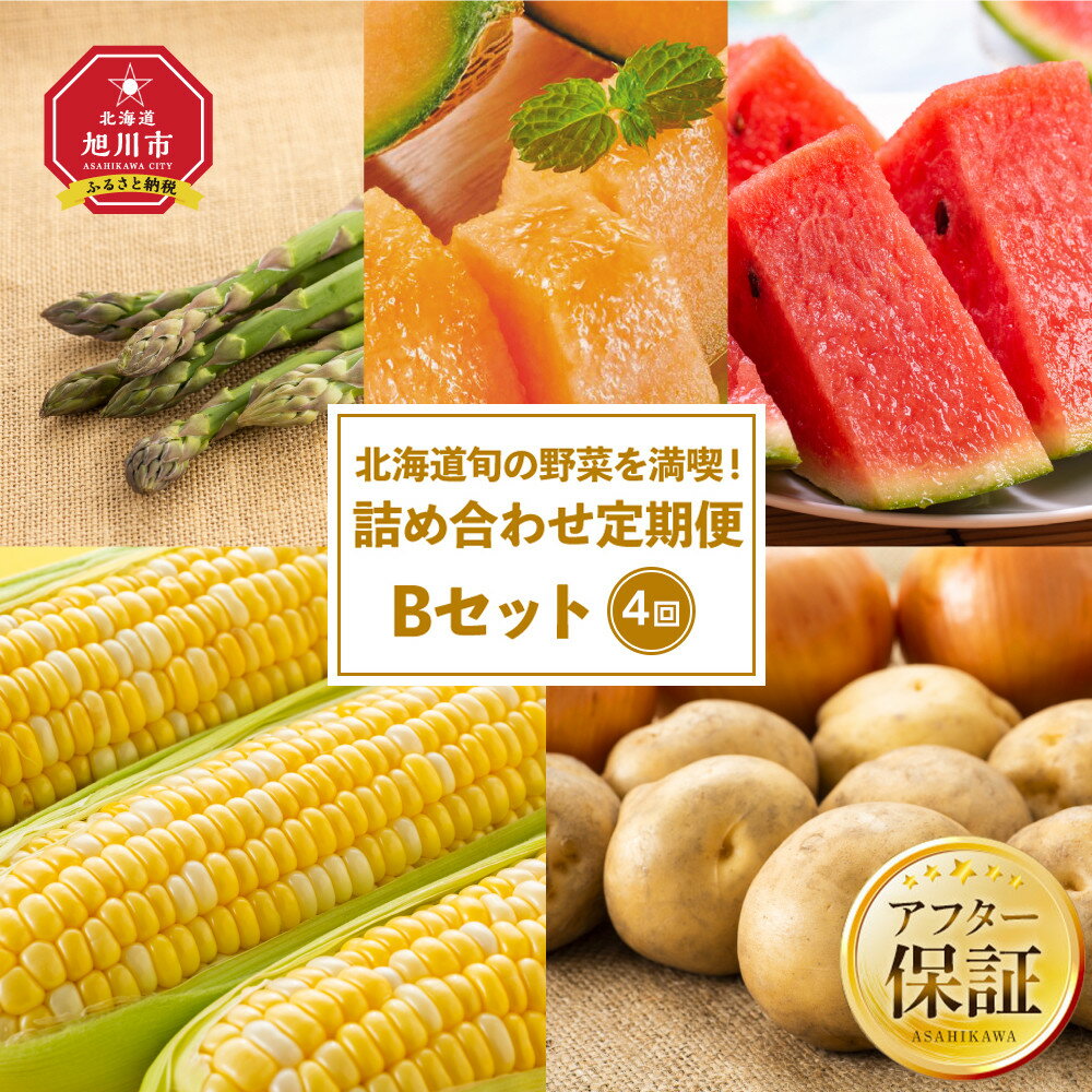 【ふるさと納税】【26年先行予約】北海道旬の野菜を満喫！詰め合わせ定期便Bセット(4回)_02068 | アスパラ アスパラガス 春 メロン 赤肉メロン スイカ 西瓜 とうもろこし ゴールドラッシュ 玉ねぎ じゃがいも旭川市 北海道 送料無料