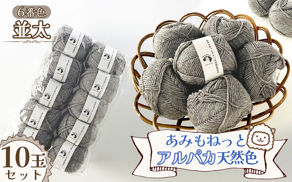 
                  毛糸 あみもねっとアルパカ天然色並太 【6番色10玉セット】 ／ 毛糸 アルパカ ウール混 編み物 手編み 柔らかい 軽い なめらか 秋冬 マフラー セーター 帽子 ハンドメイド 棒針 かぎ針 ナチュラルカラー 普段使い 愛知県 No.387
                