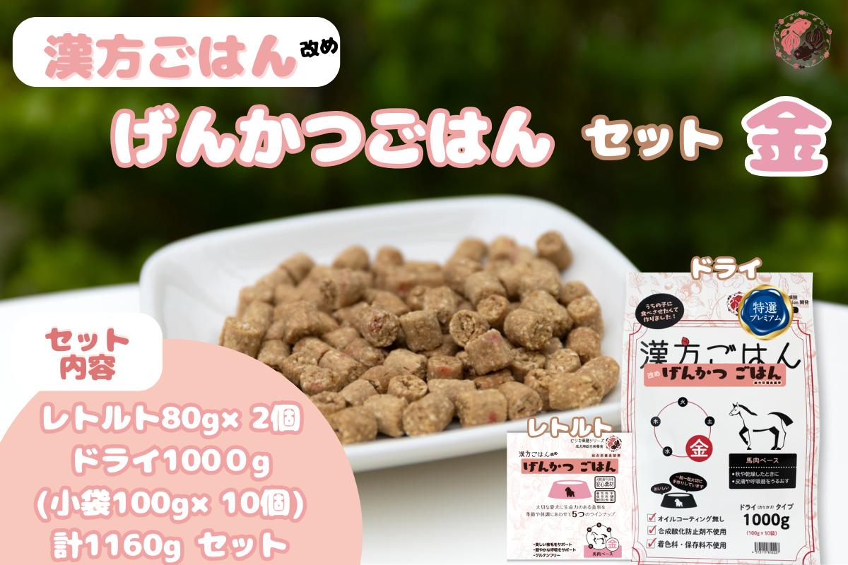 
            漢方ごはん改めげんかつごはん金（ドライ1000g＋レトルト2個）セット
          