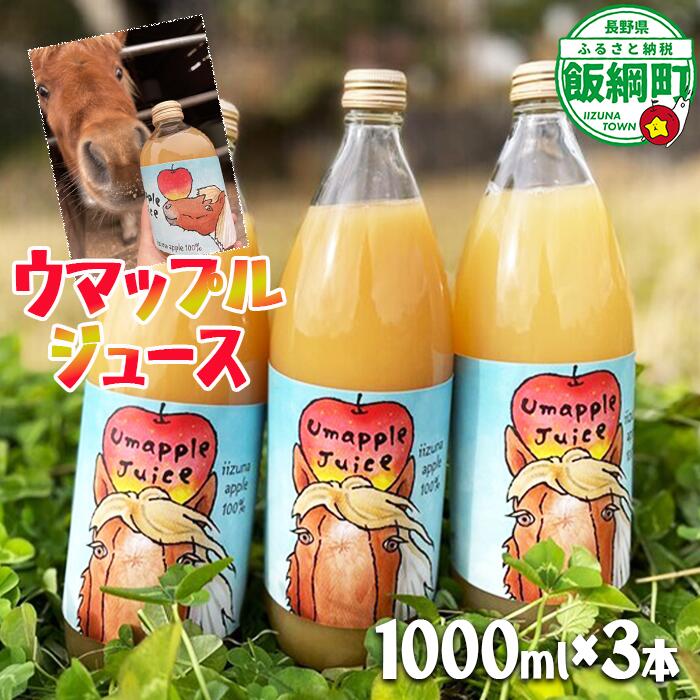 【ふるさと納税】ウマップルジュース りんごジュース 1000ml × 3本 果汁100% 馬と 沖縄県への配送不可 長野県 飯綱町 〔 飲料 果汁飲料 りんご リンゴ 林檎 ジュース 信州 18000円 農家直送 〕
