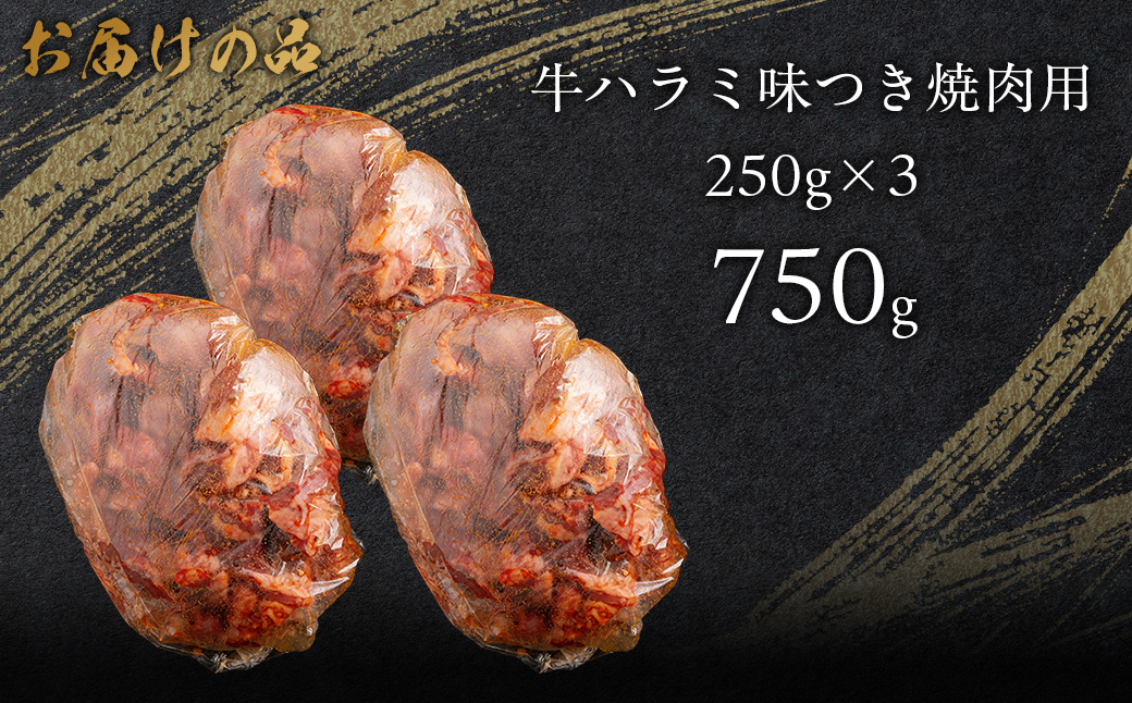 牛ハラミ味つき焼肉用 750g (250g×3) MROBM043