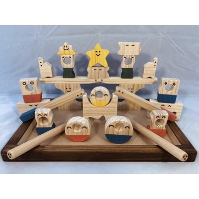 ふるさと納税 田川市 木のおもちゃ「ステージ付、コロポコ積木パズル(スーパー)」 |  | 01