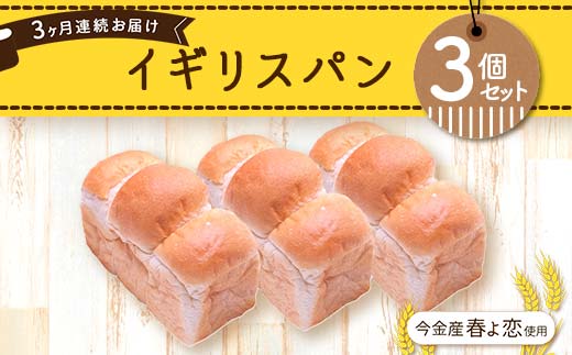 
                  【3ヶ月連続お届け】今金産春よ恋使用！イギリスパン3個セット F21X-472
                