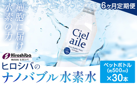 【6ヶ月定期便】ナノバブル水素水 ペットボトル(約500ml)×30本 株式会社ヒロシバ《30日以内に出荷予定(土日祝除く)》大阪府 羽曳野市 送料無料 水素水 肌 美容 健康 水