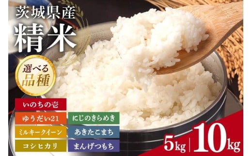 
            茨城県県産 精米 お米 品種・容量・発送時期が選べる 1～3月発送 5kg 10kg コシヒカリ あきたこまち ミルキークイーン にじのきらめき いのちの壱 ゆうだい21 まんげつもち 岡田ファーム 白米 おこめ ブランド米 国産 茨城県 石岡市 (B02-035-SKU)
          