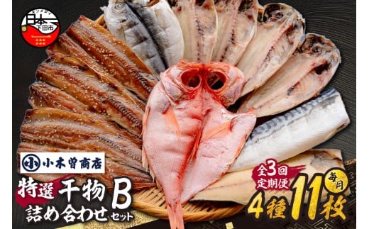 【小木曽商店】　干物詰合せ【Bセット】　定期便　３ヶ月　３回