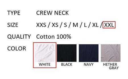 【XXLサイズ】 EIJI T-SHIRT クルーネック ホワイト _SM13-7 