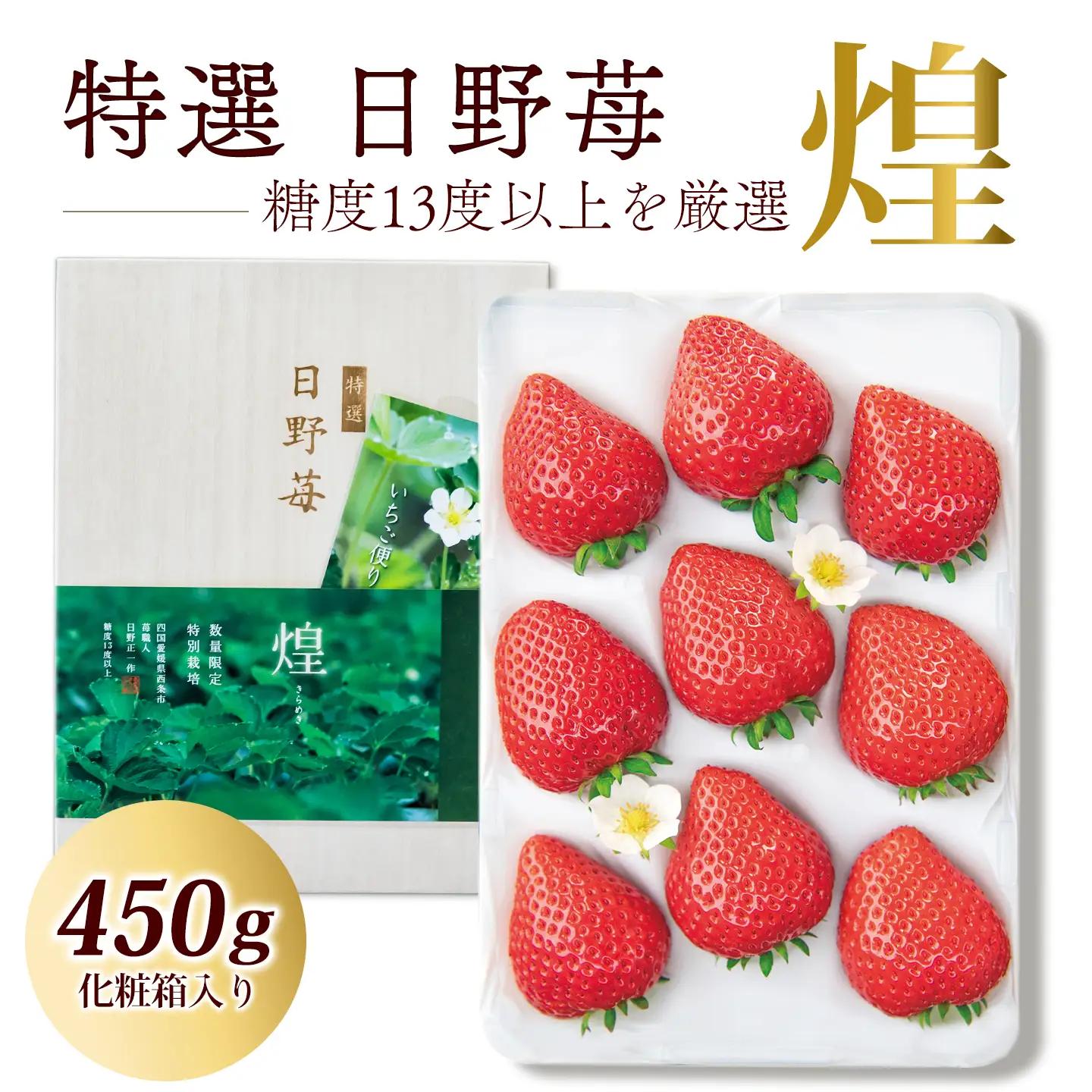 いちご 特選日野苺「煌（きらめき）」（約450g）～糖度13度以上を厳選～ 化粧箱　11月下旬~2月発送