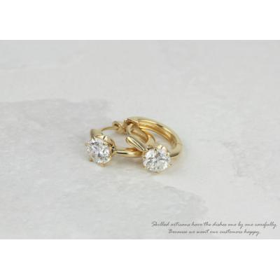 ふるさと納税 甲府市 【K18YG】ダイヤモンド 一粒石 フープピアス le1182k18yg |  | 02