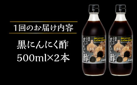 【12回定期便】 国産ムラセの黒にんにく酢 500ml×2本 瑞浪市 / 国産ムラセの熟成黒にんにく 黒にんにく 酢 青森県産 ニンニク[AZCO024]