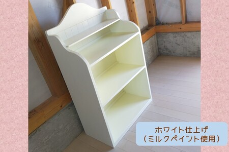 飾って楽しむ絵本棚(ホワイト仕上げ)【J84-001】絵本棚 子供用家具 収納棚 手作り家具 ホワイト