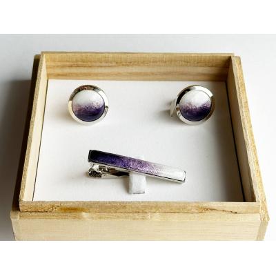 ふるさと納税 津島市 藤色の七宝焼ネクタイピン(長)&カフスセット |  | 03