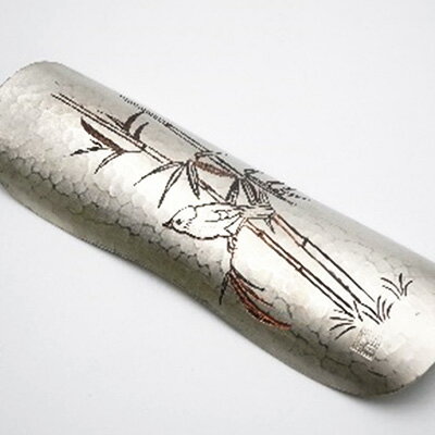 【ふるさと納税】【高岡銅器】銅茶則 竹彫金 民芸品 工芸品 雑貨 キッチン用品 お茶道具 雀 文様 茶葉 香り