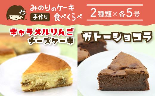 
ケーキセットB 5号 2種類 【みのりホーム】 ／ キャラメル りんご チーズケーキ ガトーショコラ ケーキ ホールケーキ
