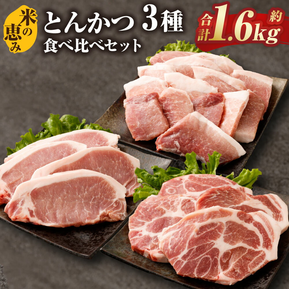 【ふるさと納税】とんかつ3種食べ比べセット 約1.6kg 大分県産豚肉【米の恵み】とんかつ トンカツ 食べ比べ 豚肉 豚 ロース 肩ロース モモ お肉 肉 小分け 個包装 冷凍 九重町 送料無料