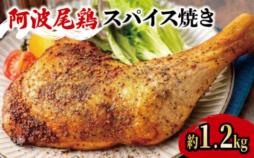 阿波尾鶏 鶏肉 スパイシーローストチキン 2本（約1.2kg） 鳥肉 とりにく 鶏 鳥 とり チキン モモ もも肉 スパイス 焼き鳥 焼鳥 串カツ くしかつ ロースト 地鶏 阿波尾鶏 ブランド 高級 ギフト プレゼント 贈答 お取り寄せ グルメ クリスマス 誕生日 記念日 冷凍 真空パック 小分け 個包装 送料無料 徳島県 阿波市 有限会社阿波食品