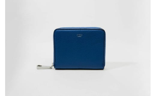 キプリス本革製ラウンドファスナーコンパクト財布　カラー：ブルー【革小物 革製品 ソフトシュリンクレザー 牛革 しっとり シーズンレス 職人 コンパクト 財布】