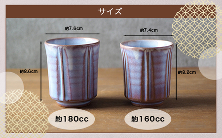 しのぎ組湯呑（粉引紫）
