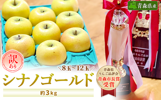 【訳あり】 りんご 「シナノゴールド」 家庭用 (スマートフレッシュ) 約3kg (8～12玉)【配送不可地域：離島・沖縄県】