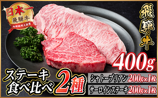 飛騨牛　ステーキ2種食べ比べセット　計400g【配送不可地域：離島】【1530605】