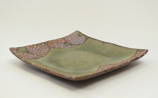 釉彩小角皿 1枚 和食器 陶芸品 《受注制作》