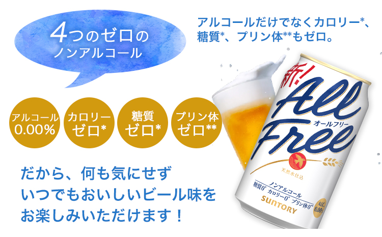 3ヶ月定期便 “”オールフリー２ケース（350ml×48本） お酒  《お申込み月の翌月から出荷開始》 ---mifune_snt_96_mo3num1---