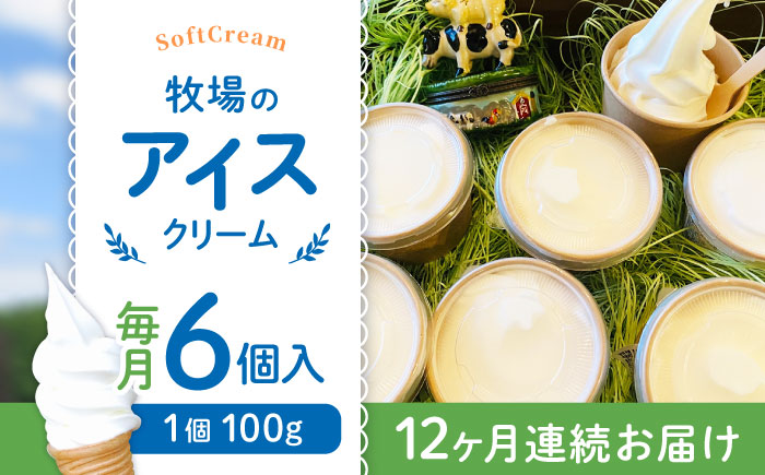【全12回定期便】牧場の アイスクリーム セット ( 100g × 6個 ) カップ 熊本 山都町【山の未来舎】[YBV023]