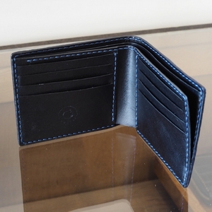 藍染めクロコダイル二つ折り財布 クロコダイル 財布 ワニ革