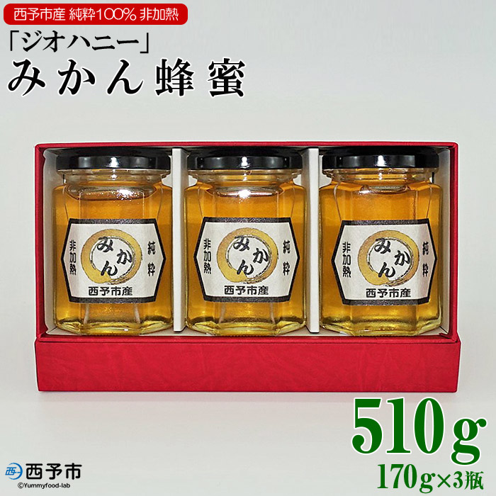 ＜みかん蜂蜜「ジオハニー」170g×3瓶＞ はちみつ みかん 柑橘 非加熱 純粋100％ 西予自然工房 愛媛県 西予市
