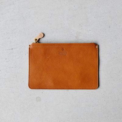 ふるさと納税 河内長野市 本革スクエアポーチ S ベーシック キャメル 国産レザー Teha’amana