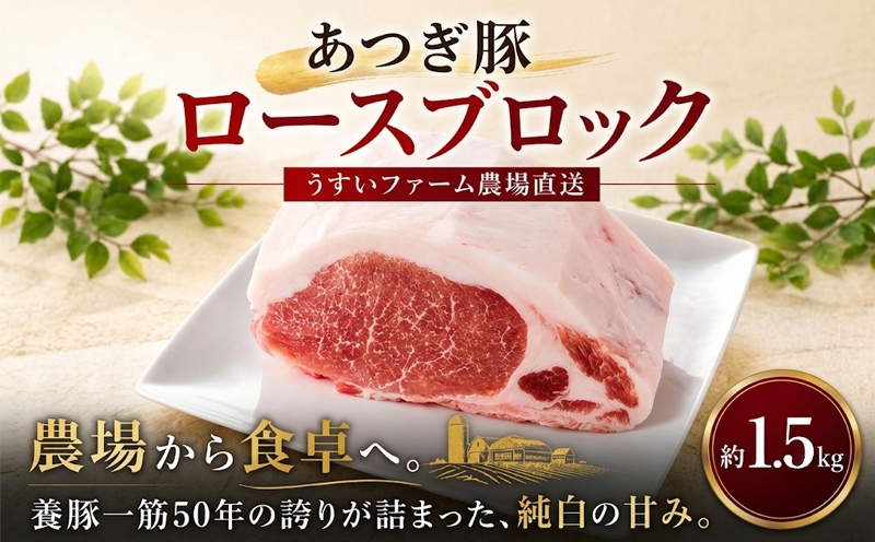 
                  豚肉 ロース 豚ロース ブロック 1.5kg 10,000円 とんかつ用 トンテキ用 ステーキ用  あつぎ豚 神奈川県 厚木市 株式会社うすいファーム UIF002
                