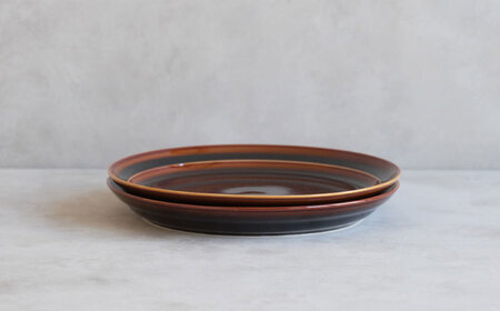 【波佐見焼】 リムプレート キャラメル 2点セット 【西海陶器】[OA394]