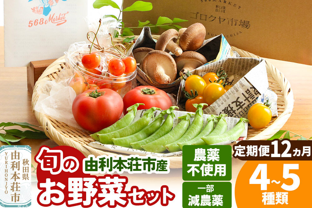【定期便 1年分・12ヶ月】旬のお野菜セット 秋田県 由利本荘市産 栽培期間中農薬不使用 減農薬 [野菜 セット 季節野菜 旬野菜 お野菜 山菜 果物 栽培期間中 農薬不使用 春夏秋冬 秋田県 由利本