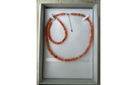 【はじめての珊瑚に】珊瑚のネックレス＆ブレスレットセット つなげてロングネックレスにもなる2WAY仕様 / アクセサリー シルバー レディース ギフト 【有限会社米沢サンゴ店】[ATCX067]