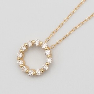 K18　0.15ctダイヤモンド　サークルペンダントネックレス　FHH-019915