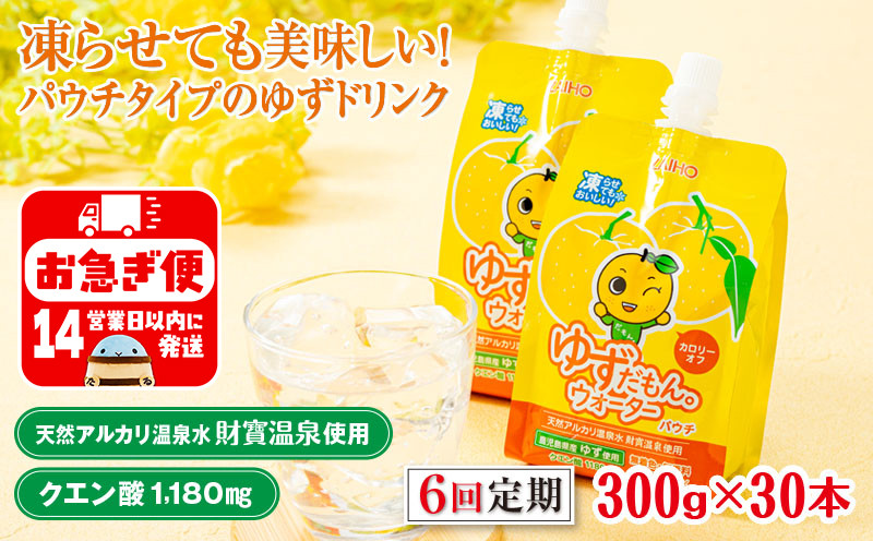 
E5-2256／【6回定期】 ゆずドリンク 300g×30本 パウチ ゆずだもん。ウォーター
