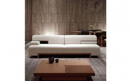 
            旭川家具 カンディハウス ATILLA LUX リビングソファー240 ウォルナットCW ／ 張地（布）ベントレー GY _01827
          