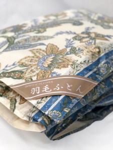 ホワイトダックダウン85%入り(1.0kg使用) 日本製羽毛掛けふとん シングルロングサイズ(約150×210cm) ブルー色 NUF-2750[1174]