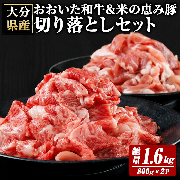 【ふるさと納税】 おおいた和牛 米の恵み豚 切り落としセット (総量1.6kg) 牛肉 肉 豚肉 切り落とし セット 国産 冷凍 【optk011】【大分県畜産公社】