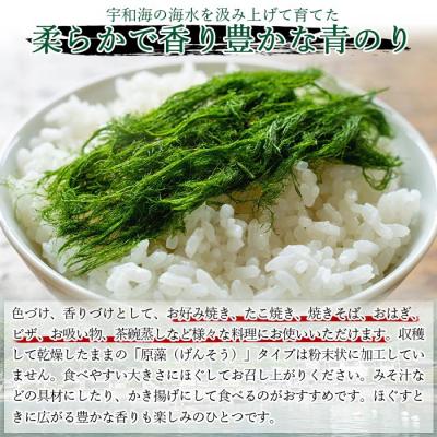 ふるさと納税 西予市 <打ち抜き海水で育てた「すじ青のり」　原藻　3g×5パック>　磯　風味　お好み焼き　焼きそば　たこ焼 |  | 01